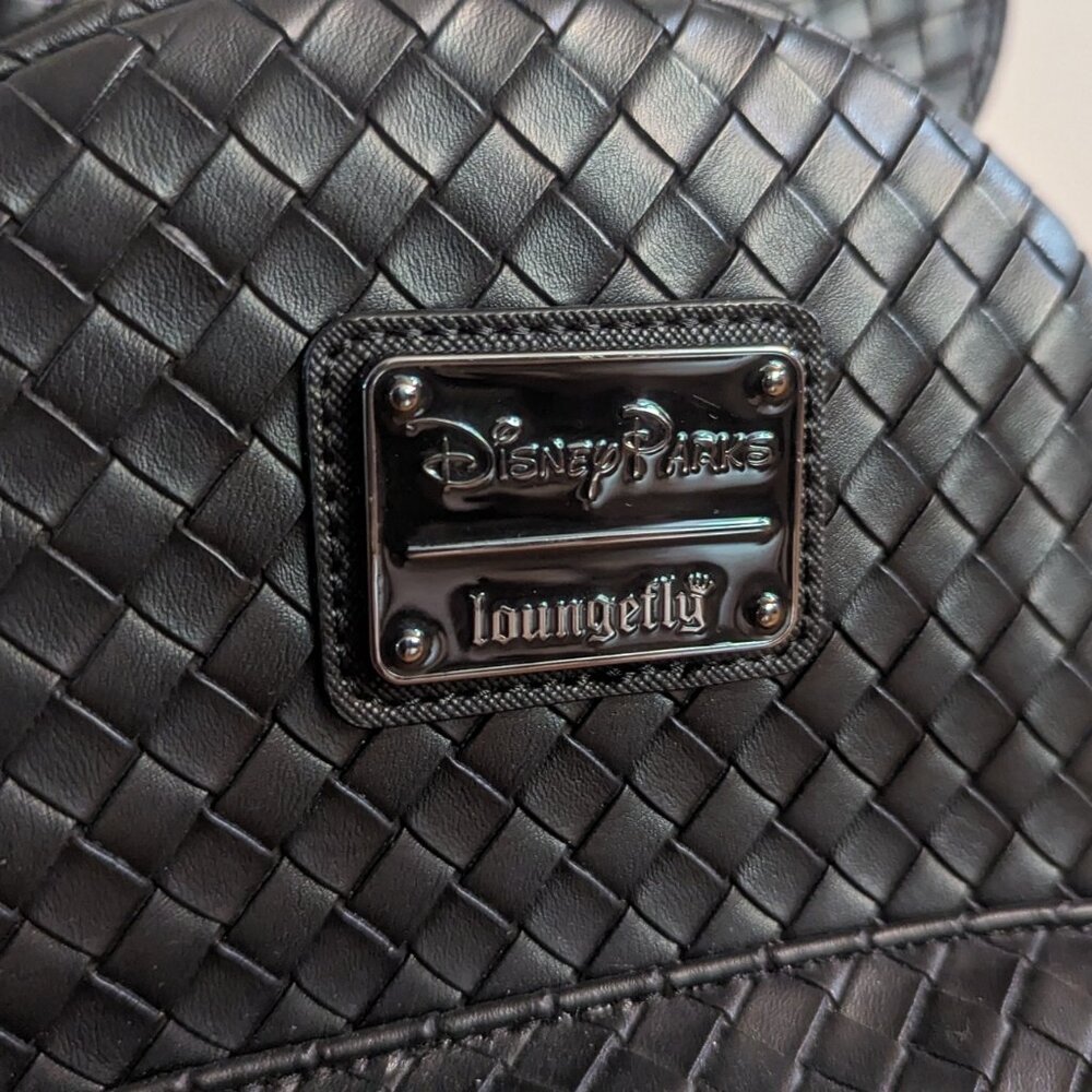 Disney Parks Loungefly Mickey Mouse Black Woven Mini Backpack EUC - Picture 2 of 6